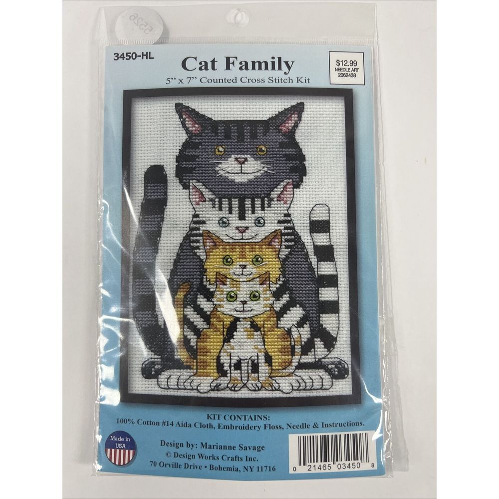Design Works Marianne Savage‎ Cat Family Counted Cross Stitch Kit #3450-HL New